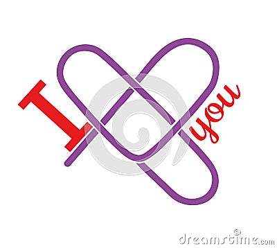 Heart of paper clips. inscription: I love you. vector illustration Vector Illustration